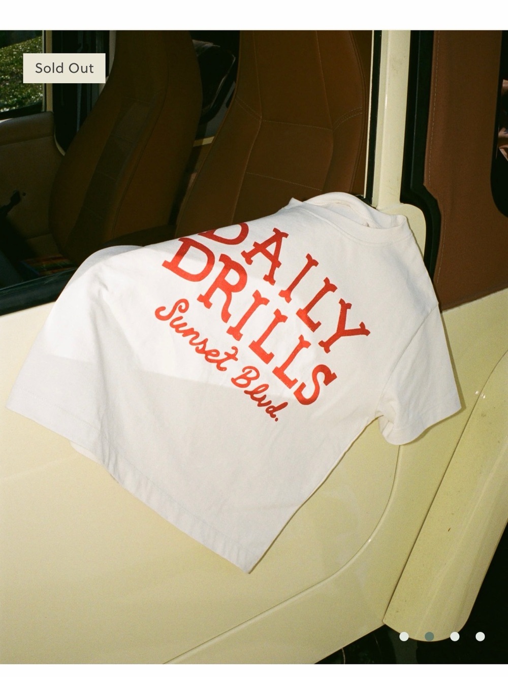 Daily Drills "Sunset Blvd" Boxy Cream Tee with Red Logo XS/S - Picture 6 of 7